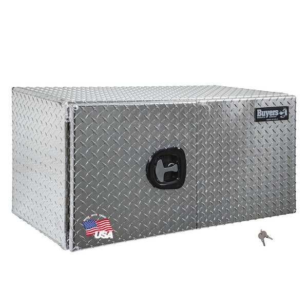 24 in. x 24 in. x 48 in. Diamond Plate Tread Aluminum Underbody Truck Tool Box with Barn Door