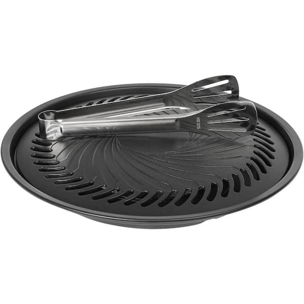 Aluminum Nonstick BBQ Grill Pan Threaded Anti-Slip Design Enhanced Tray Locks Sauce Stovetop Korean Style