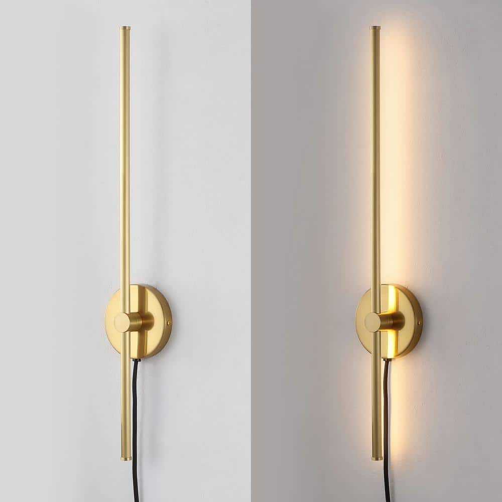 Anton 27.25" Brass Gold Modern Adjustable LED Wall Sconce