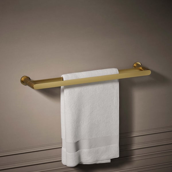 Avid 24 in. Wall Mounted Double Towel Bar in Vibrant Brushed Moderne Brass