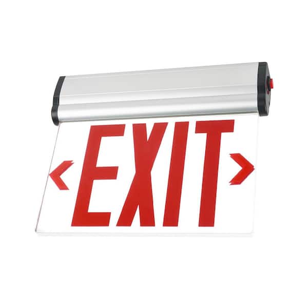 AC 120/277-Volt Edge-Lit Integrated LED Red Emergency Exit Sign with 90 Min Backup, Ni-Cad 4.8-Volt Battery