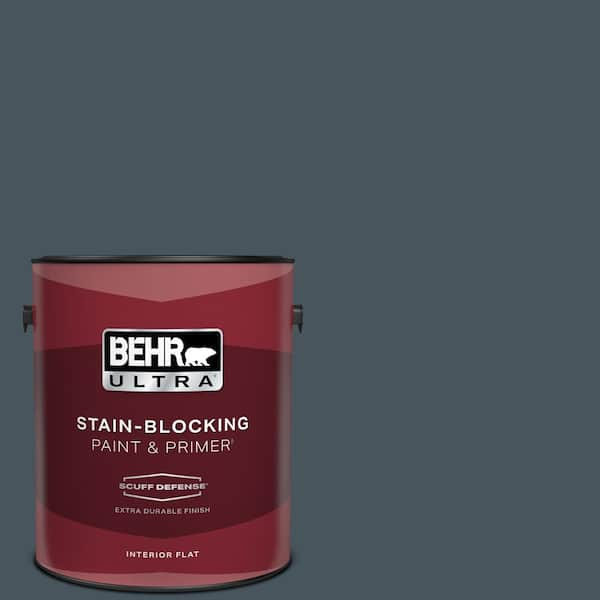 BEHR ULTRA 1 gal. #BNC-40 Moody Black Extra Durable Flat Interior Paint & Primer