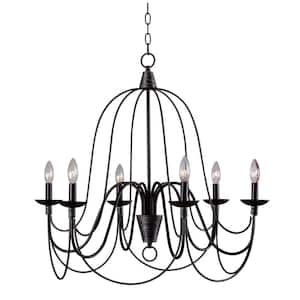 Pannier 6-Light Oil-Rubbed Bronze with Silver Highlights Chandelier