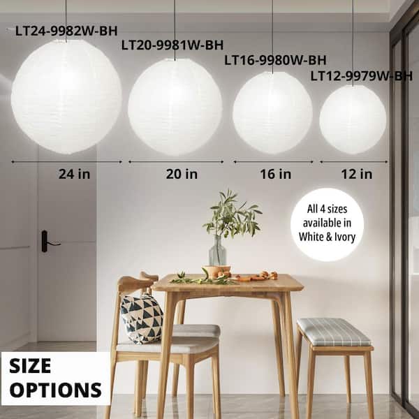 MPG Orb 12 in. 60-Watt 1-Light White Hanging Lantern Pendant