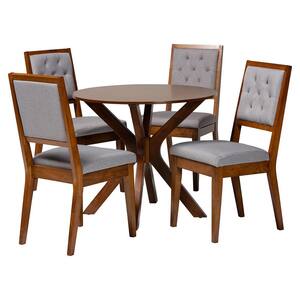 Mana Grey and Walnut Brown 5-Piece Dining Set