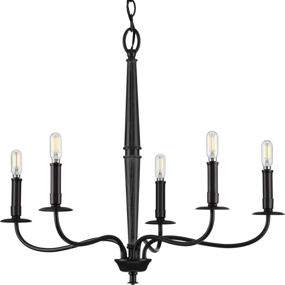 Progress Lighting Durrell Collection 5-Light Matte Black Coastal Chandelier Light