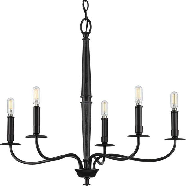 Progress Lighting Durrell 5-Light Matte Black Coastal Chandelier