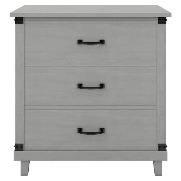 Angel Sar Bedroom 3-Drawer Gray Wood Nightstand with Metal Handles 27.4 in. W x 15.7 in. D x 27.9 in. H
