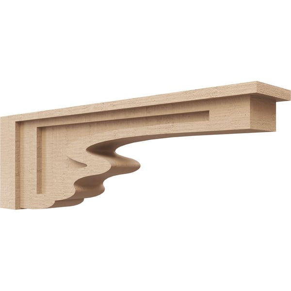 Ekena Millwork 4 in. x 8 in. x 24 in. Thin Highland Rough Cedar Woodgrain TimberThane Corbel, Primed Tan