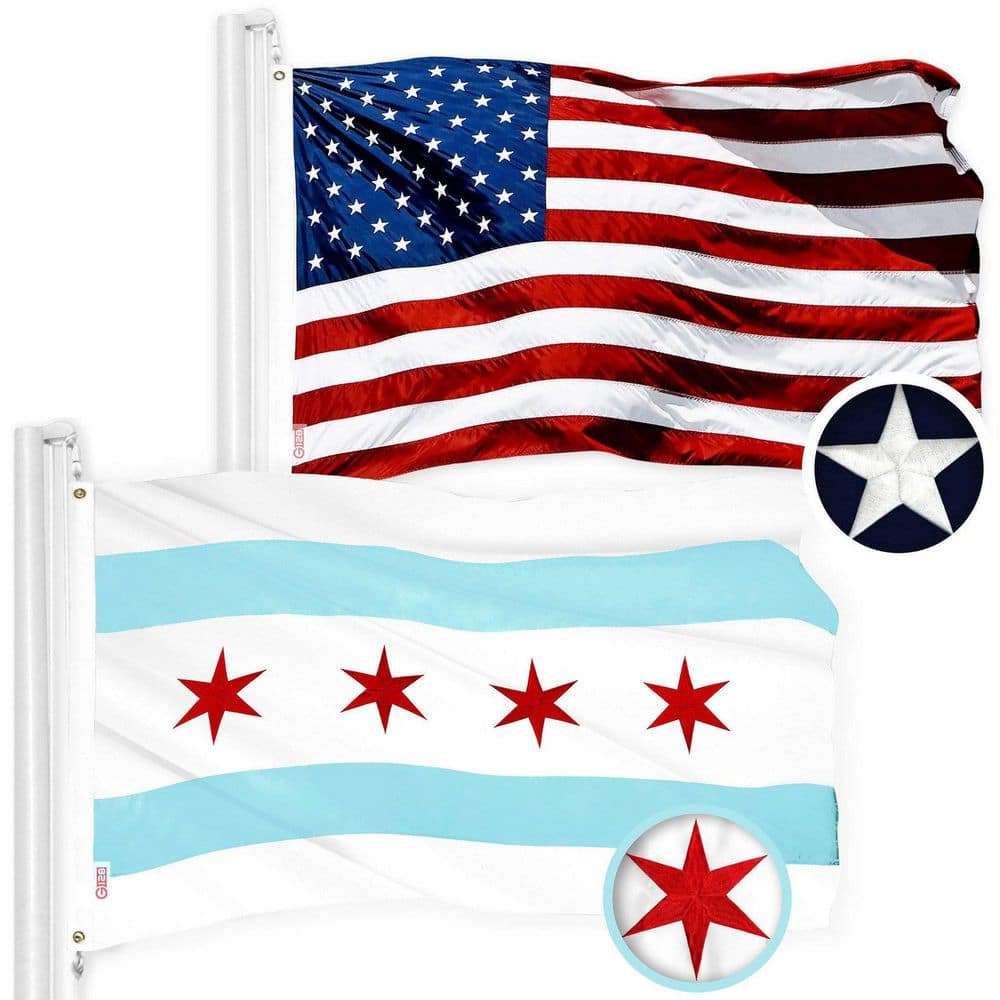 4 ft. x 6 ft. Embroidered 300D Polyester USA American Flag & Chicago Flag with Brass Grommets (Combo Pack) price history on PriceWatchPro