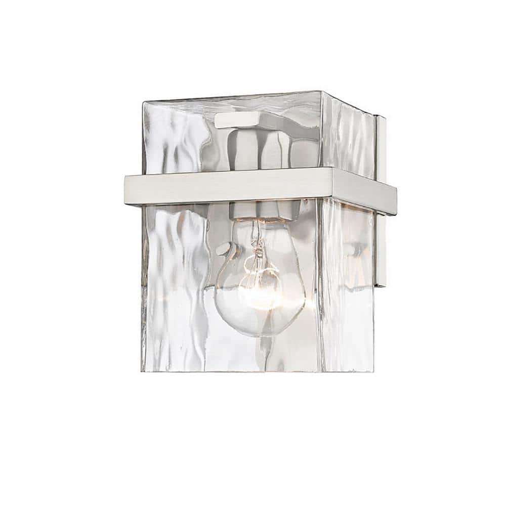 Bennington 5.5 in. 1-Light Brushed Nickel Wall Sconce with Clear Glass Shad