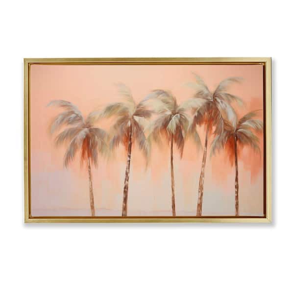Stupell Industries Soft Palm Tree Lineup by Arlington Prints Gold Floater Frame Nature Graphic Art Print 21 in. x 31 in.