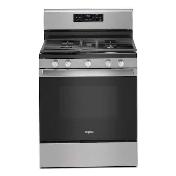 Whirlpool 30 in. 5.0 cu. ft. Gas Range with Fan Convection Cooking in Stainless Steel