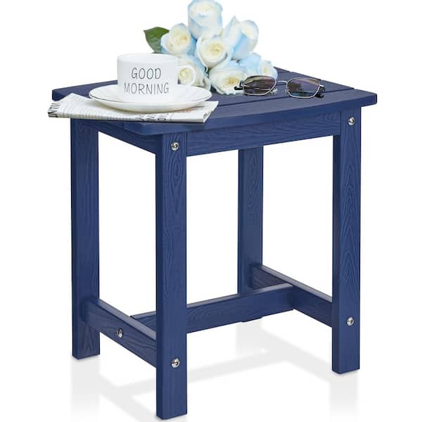 Unbranded Waterproof Single Tier Navy Blue Rectangle HIPS Plastic 16.7 in. Outdoor Side Table