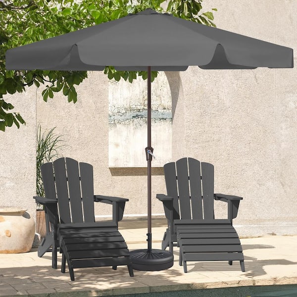 JEAREY 11 ft. Steel Market Crank Outdoor Patio Umbrella in Gray