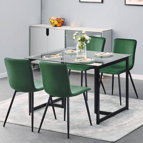 Green velvet dining chairs deals set of 4