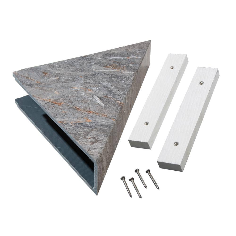 PALISADE 14.56 in. Vinyl Waterproof Corner Shower Shelf in Spanish Marble