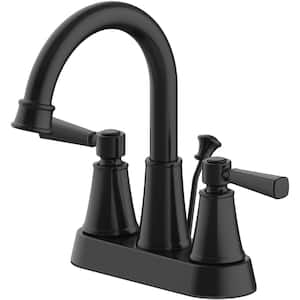 Melina 4 in. Centerset Double Handle High-Arc Bathroom Faucet in Matte Black