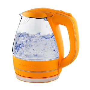 Illuminated 6.5-Cup Orange Electric Kettle with Filter, Fast Heating and Auto-Shut Off
