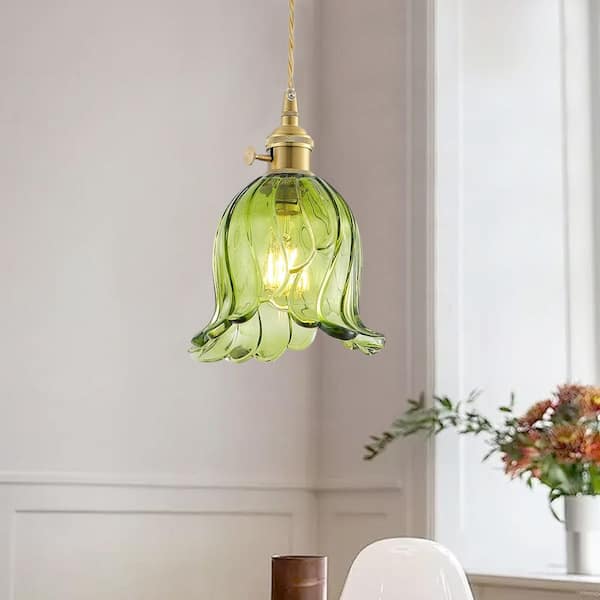 aiwen 40-Watt 1-Light Vintage Green Pendant Light Island