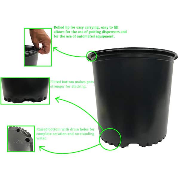 Nursery Pots with Drainage Hole and Tray Pack of 10 Flower Pot Gallon Planters 