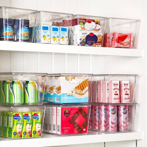 6-Pack Clear Stackable Storage Bins with Lids, Large Plastic Containers with Handle for Pantry Organizer and Storage