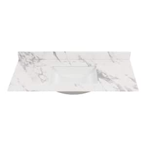 49 in. W x 22 in. D Engineered Stone Composite White Rectangular Undermount Single Sink Vanity Top in Toscana