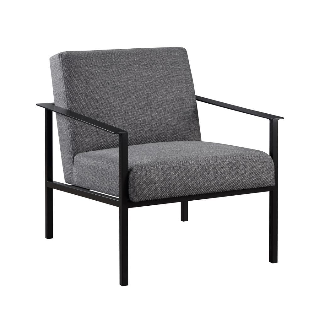 Milano Charcoal Stationary Polyester Fabric and Metal Accent Chair, Grey