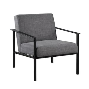 Milano Charcoal Stationary Polyester Fabric and Metal Accent Chair