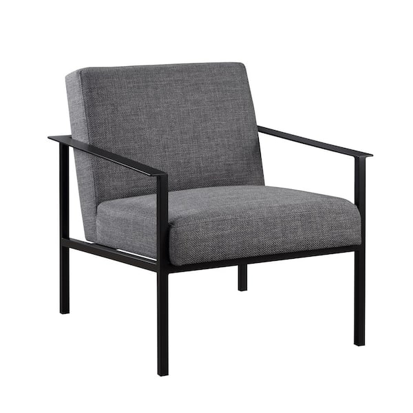 Unbranded Milano Charcoal Stationary Polyester Fabric and Metal Accent Chair