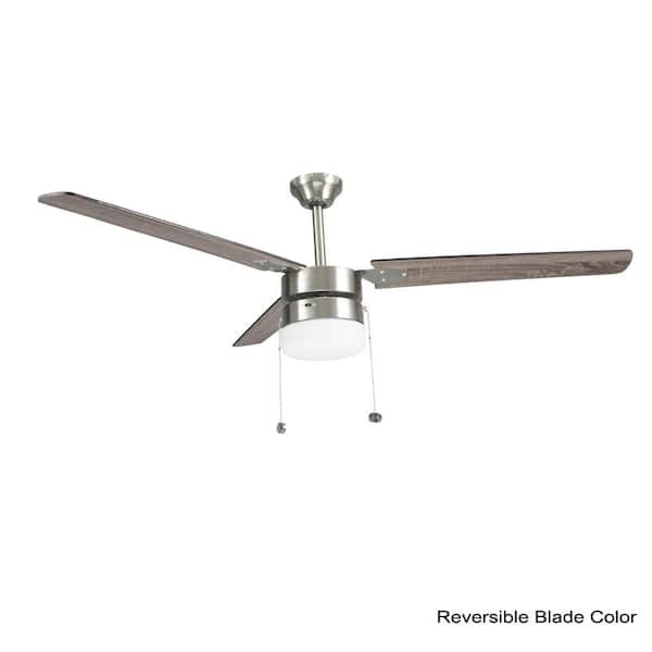 56 in Indoor Ceiling Fan Light  Brushed Nickel Reversible Blade 