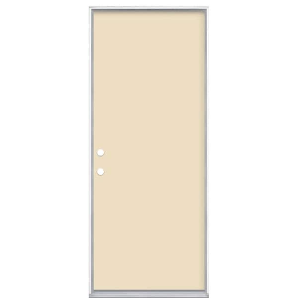 Masonite 32 in. x 80 in. Flush Right-Hand Inswing Golden Haystack Painted Steel Prehung Front Exterior Door No Brickmold