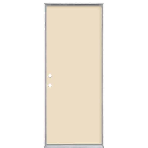 32 in. x 80 in. Flush Right-Hand Inswing Golden Haystack Painted Steel Prehung Front Exterior Door No Brickmold