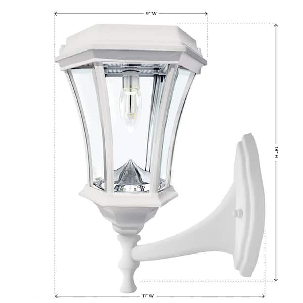 GAMA SONIC Victorian Bulb Single White Outdoor Solar Post Light