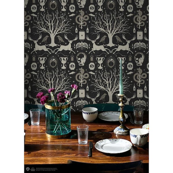 Harry Potter Horcrux Black Damask Peel and Stick Wallpaper