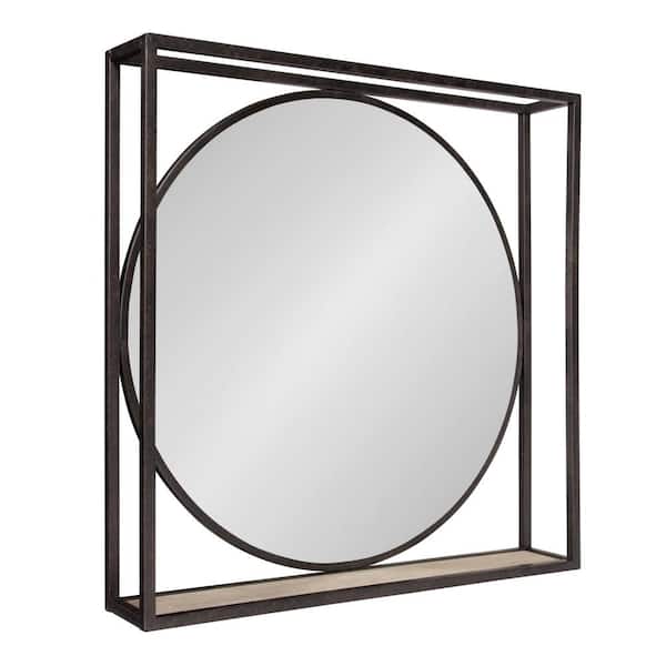 Kate and Laurel Medium Square Black Shelves & Drawers Classic Mirror (23.75 in. H x 23.75 in. W)