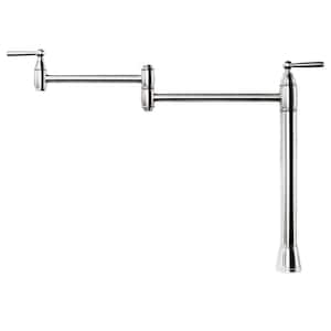 Contemporary Deck Mount Pot Filler Faucet with 2 Handle in Chrome