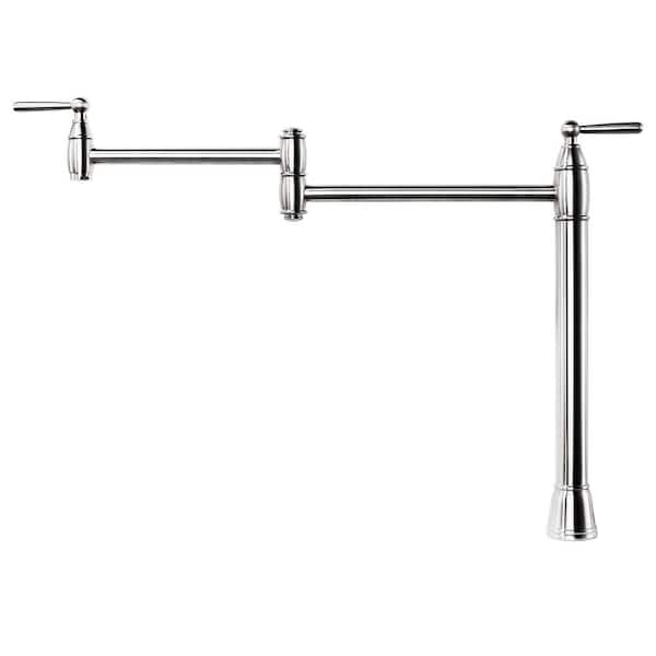 IVIGA Contemporary Deck Mount Pot Filler Faucet with 2 Handle in Chrome