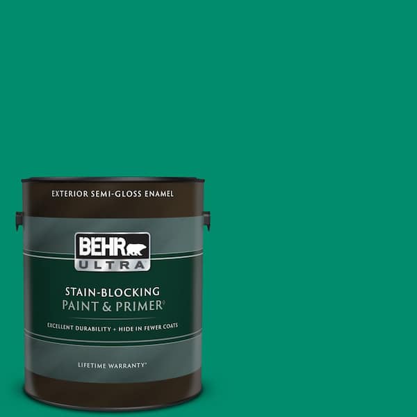 BEHR ULTRA 1 gal. #S-G-470 Festive Green Semi-Gloss Enamel Exterior Paint & Primer