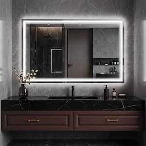 48 in. W x 32 in. H Rectangular Frameless LED Lighted Antifog Dimmable Wall Mount Bathroom Vanity Mirror in Silver