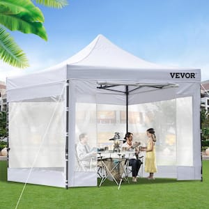 10 ft. x 10 ft. Pop Up Canopy Tent Outdoor Patio Gazebo Tent UV Resistant Waterproof Instant Gazebo Shelter in White