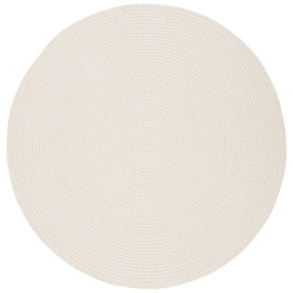 SAFAVIEH Braided Ivory/Beige 5 ft. x 5 ft. Solid Color Gradient Round Area Rug