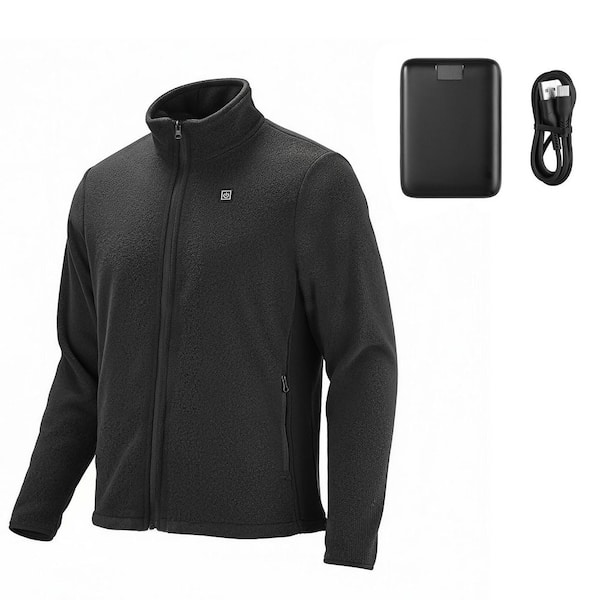 Heated Fleece Jacket for Men, Heated Sweatshirt with 7. 4V 16000mAh Rechargeable Power Bank Pack, 6 Zones, 2025 update