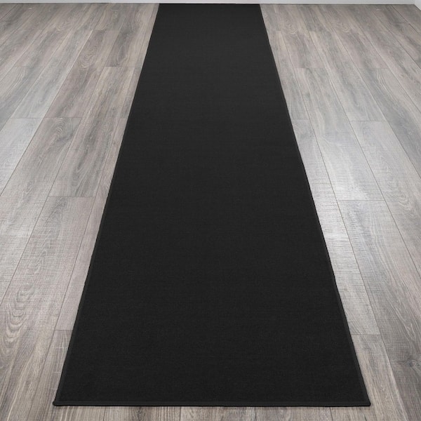 Sweet Home Stores Ribbed Waterproof Non-Slip Rubber Back Solid Runner Rug 2  ft. W x 2 2 ft. L Black Polyester Garage Flooring SH-SRT704-2X22 - The Home  Depot