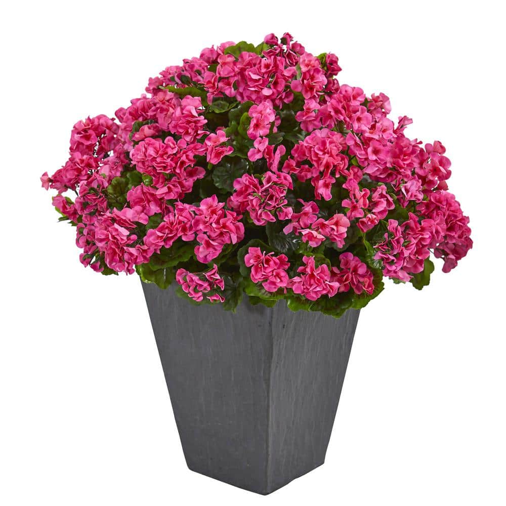 Nearly Natural Indoor/Outdoor UV Resistant Pink Geranium Artificial ...
