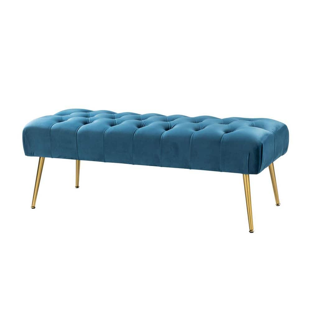 ARTFUL LIVING DESIGN Adela Wide Navy Bedroom Bench With Metal Legs 48   Navy Bedroom Benches Lysn22143 Navy 64 1000 