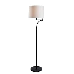 Seven 59 in. Oil Rubbed Bronze Floor Lamp with White Tapered Shade