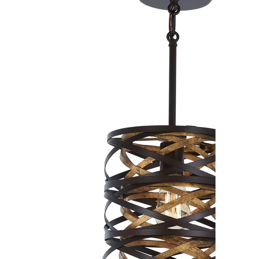 Mini Vortic Flow Dark Bronze & Mosaic Gold 1-Light Pendant
