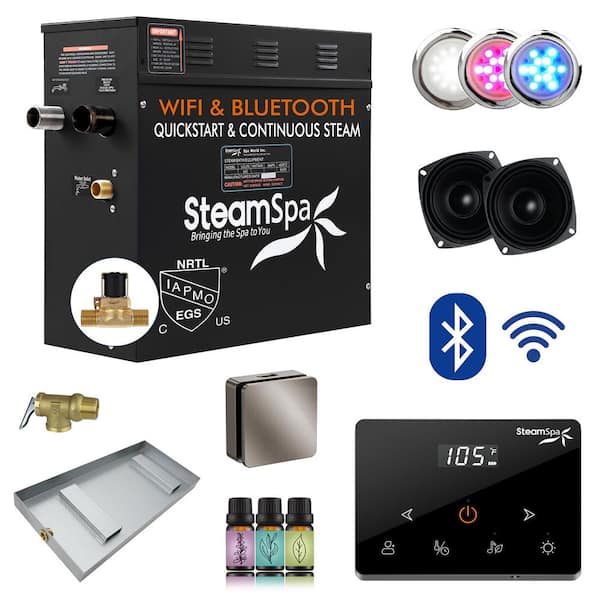 Black Series 7500-Watt Steam Generator with Fully Wireless Remote, Bluetooth, WiFi and Auto Drain in Brushed Nickel