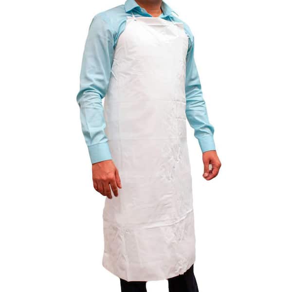 Safe Handler 43.3 in. x 34 in. White Adjustable Waterproof Material PVC Apron Smooth Finish to Prevent Bacterial Growth (1-Pack)